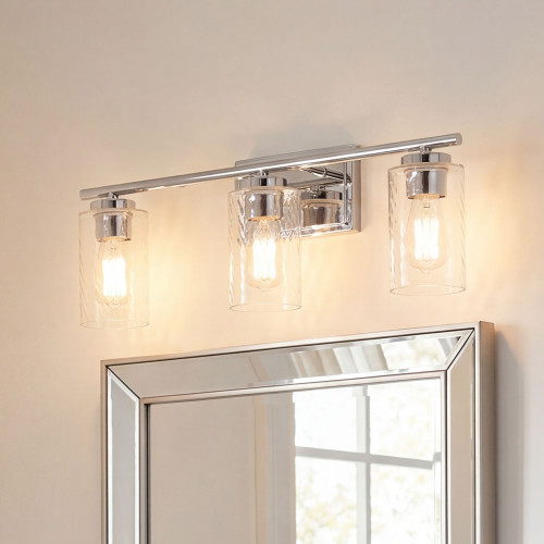 Meridian M80038CH Chrome 3-Light Bathroom Wall Light Fixture