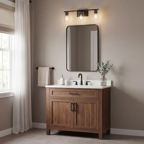 Meridian M80038MBK Matte Black 3-Light Bathroom Lighting