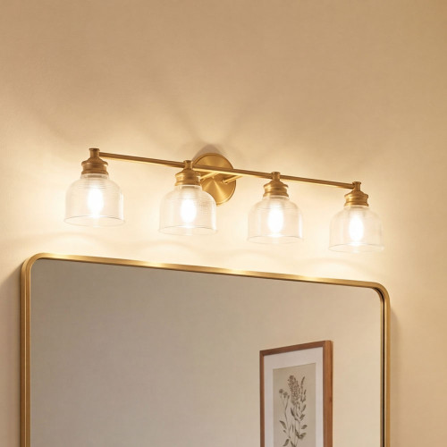 Meridian M80036NB Natural Brass 4-Light Bathroom Wall Sconce