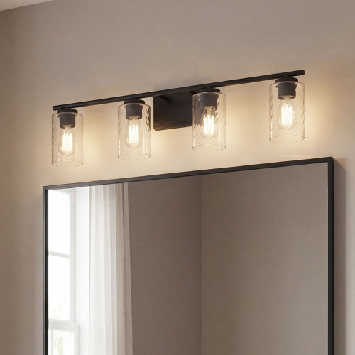 Meridian M80039MBK Matte Black 4-Light Bathroom Lighting Fixture
