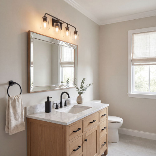 Meridian M80045MBK Matte Black 4-Light Bathroom Light