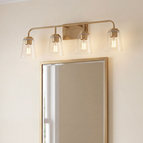 Meridian M80045NB Natural Brass 4-Light Bathroom Lighting Fixture