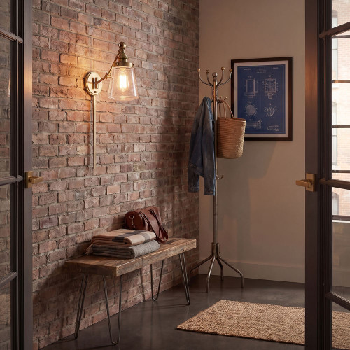 Meridian M90020NB Modern Natural Brass Wall Swing Arm Lamp