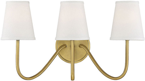 Meridian M90056NB Natural Brass 3-Light Vanity Light Fixture