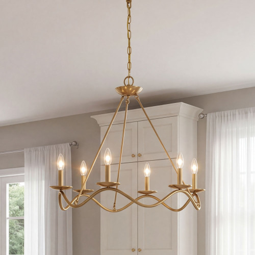 Meridian M100137NB Modern Natural Brass Ceiling Chandelier