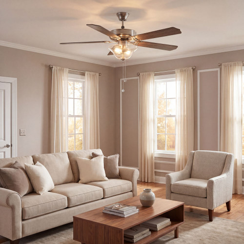 Meridian M2019BNRV Contemporary Brushed Nickel 52" Home Ceiling Fan