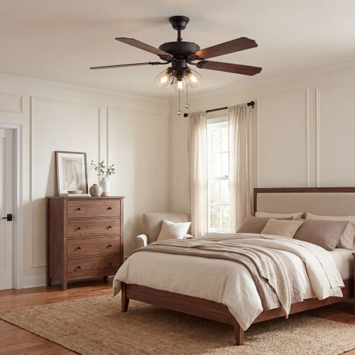 Meridian M2022MBKRV Contemporary Matte Black 52" Home Ceiling Fan