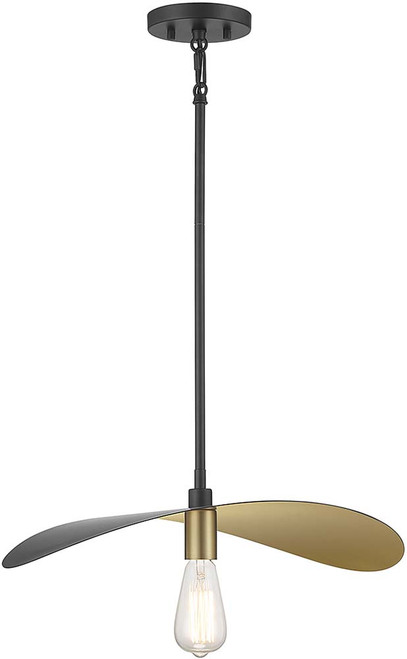 Meridian M7031MBKNB Modern Matte Black and Painted Gold Pendant Lamp