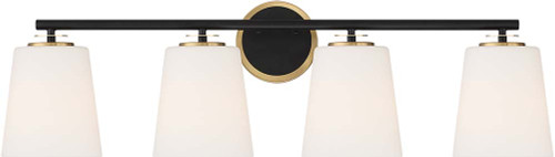 Meridian M80079MBKNB Contemporary Matte Black and Natural Brass 4-Light Bathroom Light Sconce