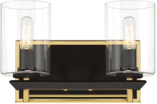 Metropolitan N1852-707 Sable Point Modern Sand Coal With Honey Gold Accents 2-Light Bath Lighting Fixture
