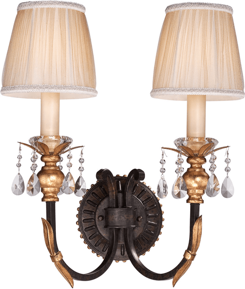 Metropolitan N2690-258B Bella Cristallo Crystal French Bronze with Gold Highlights Wall Lighting Fixture