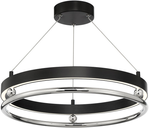 Metropolitan N7992-572-L Grande Illusion Contemporary Coal w/ Polished Nickel Highli LED Pendant Hanging Light