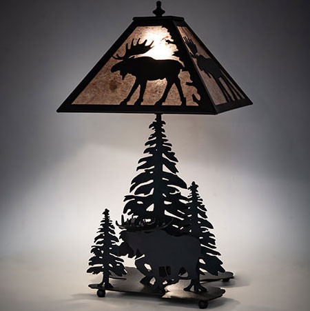 Meyda Custom 102984 Moose on the Loose Rustic Antique Copper Table Light