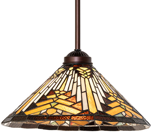 Meyda Lighting 104359 Nuevo Mission Tiffany Mahogany Bronze Ceiling Pendant Light
