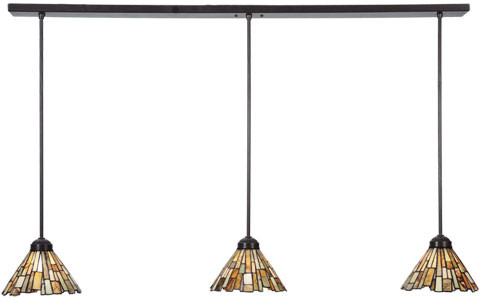 Meyda Custom 109917 Jadestone Delta 3 Lamp Timeless Bronze Linear Multi Pendant Light