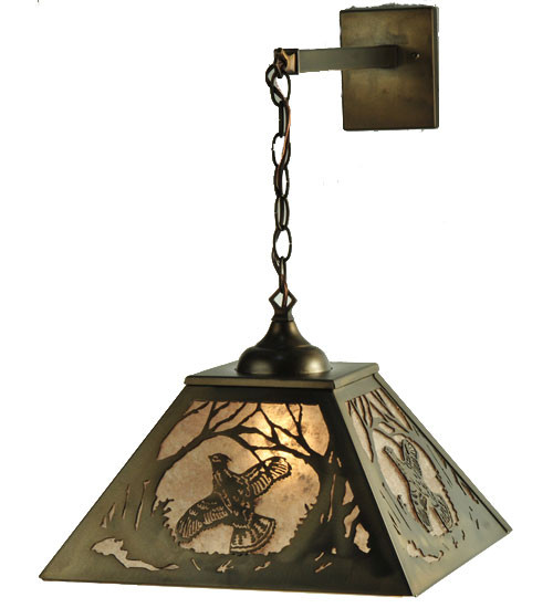 Meyda Custom 110134 Ruffed Grouse Antique Copper Finish 15 Inch Wide Hanging Wall Lamp