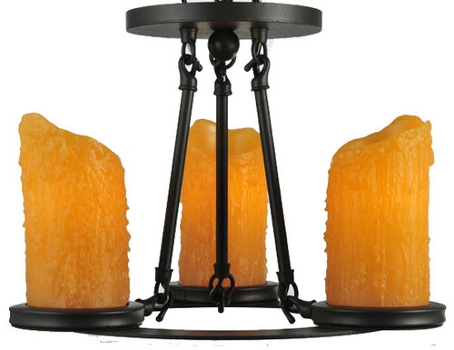 Meyda Custom 110508 Carpathian Faux-Candle 3 Lamp Wrought Iron Ceiling Light