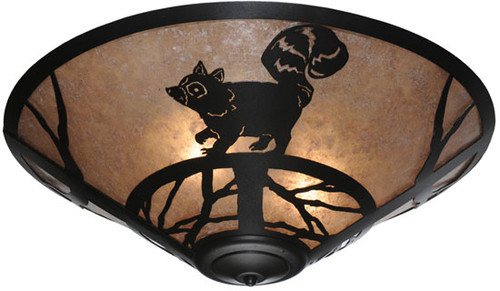 Meyda Custom 110553 Racoon On The Loose Rustic 3 Lamp Silver Mica Ceiling Light