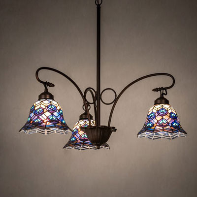 Meyda Lighting 110685 Peacock Feather Tiffany Hanging Chandelier