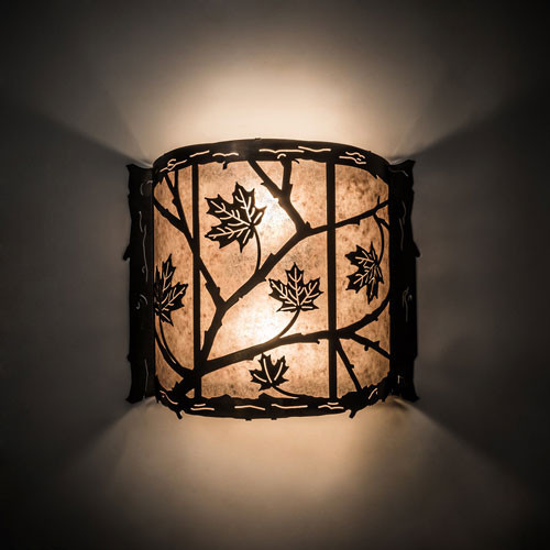 Meyda Custom 111643 Maple Leaf 14 Inch Tall Rustic Lighting Sconce - Antique Copper