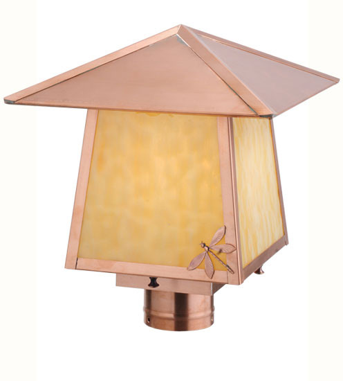 Meyda Custom 113223 Square Stillwater Dragonfly Natural Copper Finish 12 Inch Tall Post Lighting