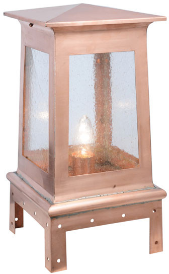 Meyda Custom 114378 Stillwater Plain Natural Copper Post Mount With Seedy Glass
