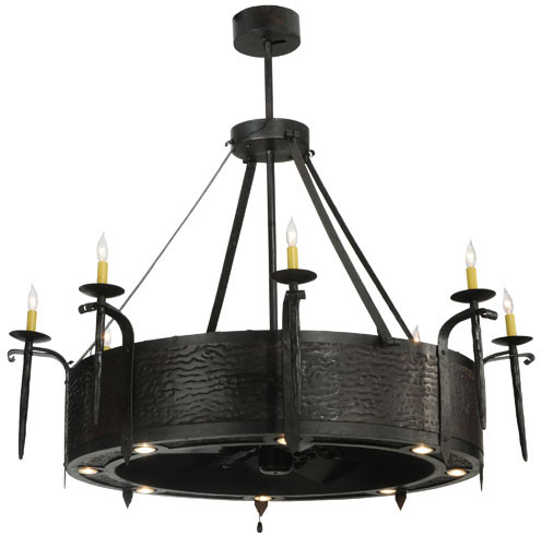 Meyda Custom 114422 Costello Chandel-Air Black 8 Candle Chandelier Ceiling Fan - 52 Inch Diameter