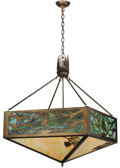 Meyda Custom 114497 Square Balsam Pine Tree Antique Copper 39 Inch Diameter Lighting Pendant