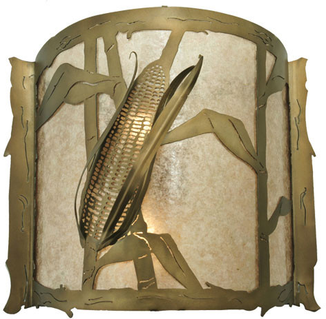 Meyda Custom 115658 Corn 18 Inch Wide Antique Copper Finish Rustic Lamp Sconce