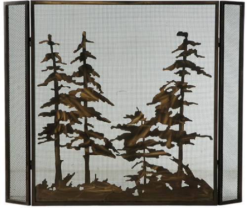 Meyda Custom 124964 Tall Pines Rustic Antique Copper Fireplace Screen