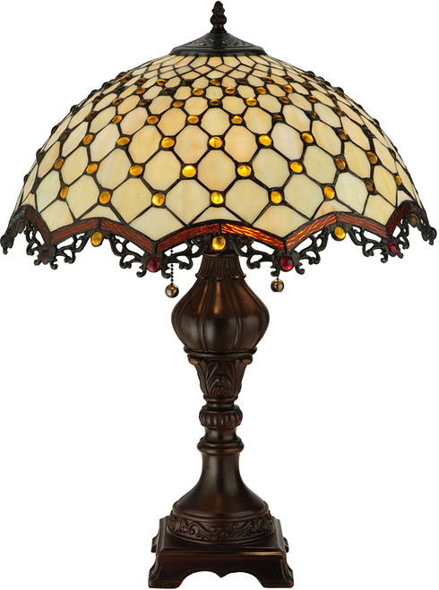 Meyda Lighting 124834 Diamond & Jewel Tiffany Mahogany Bronze Table Lamp Lighting
