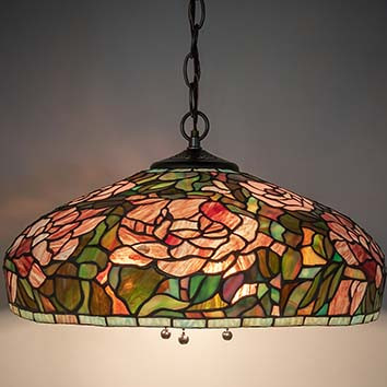 Meyda Lighting 12752 Tiffany Peony Tiffany Mahogany Bronze Pendant Lamp