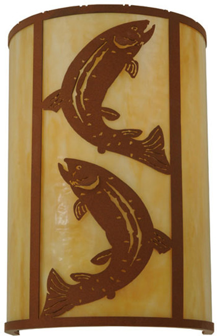Meyda Custom 130803 Wall Mounted Rustic Leaping Trout 18 Inch Tall Sconce Lighting