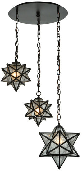 Meyda Custom 130969 Moravian Star Modern Oil Rubbed Bronze Multi Drop Ceiling Light Fixture