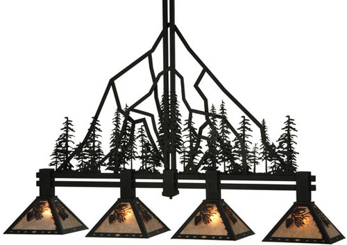 Meyda Custom 132767 Winter Pine 4 Lamp 59 Inch Wide Island Light Fixture