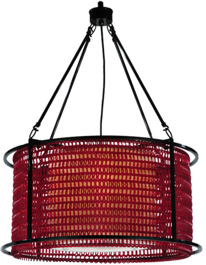 Meyda Custom 132706 Maille Ruby Red Chain 24 Inch Diameter 4 Lamp Drum Lighting Pendant