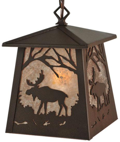 Meyda Custom 133124 Rustic Moose At Dawn Mini Drop Lighting