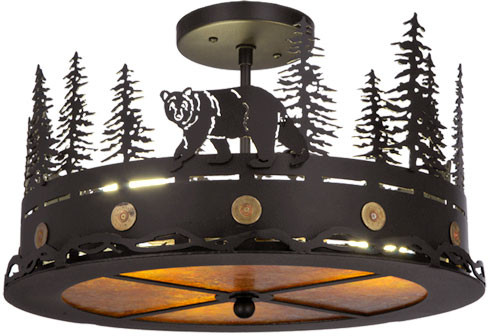 Meyda Custom 134785 Northwoods Bear at Dusk Country LED Overhead Light Fixture