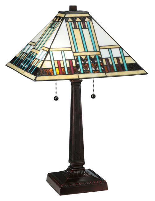 Meyda Lighting 138119 Prairie Peaks 2 Pull Chain Tiffany Living Room Table Lamp