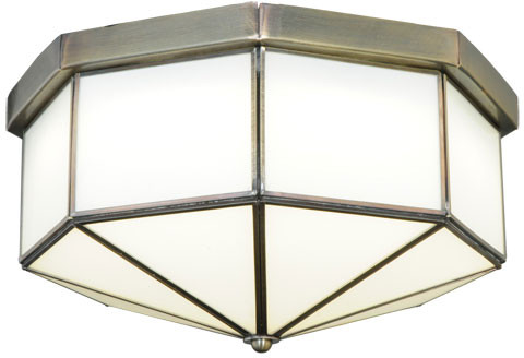 Meyda Custom 138821 Eltham 15 Inch Diameter Transitional Hexagonal Flush Lighting