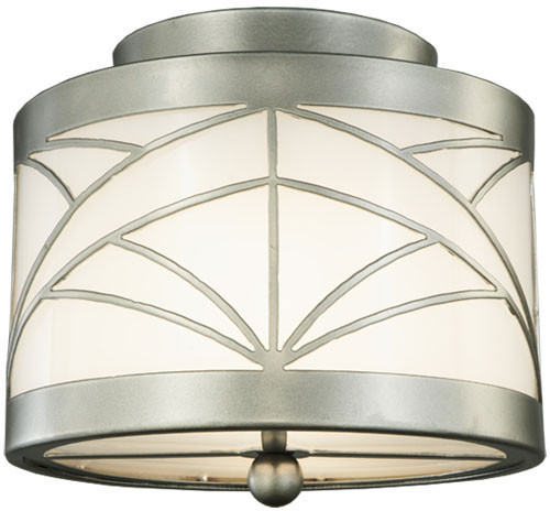 Meyda Custom 140084 Cilindro Deco 9 Inch Diameter Flush Mount Lighting - Nickel Powder