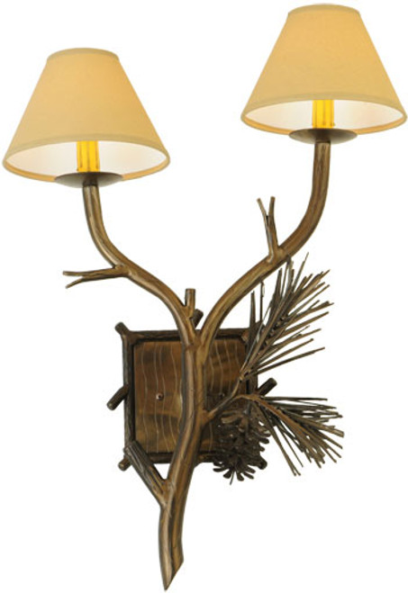 Meyda Custom 141316 Lone Pine Antique Copper Finish 2 Lamp Rustic Wall Light Fixture