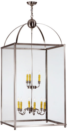 Meyda Custom 141629 Pavilion 9 Candle Brushed Nickel 55 Inch Tall Drop Lighting Fixture