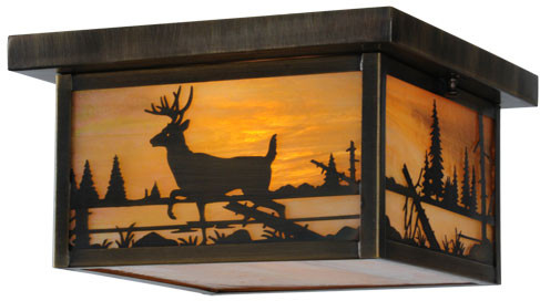 Meyda Custom 142324 Hyde Park Rustic Antique Brass Flush Mount Lighting