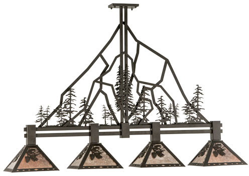 Meyda Custom 143959 Tall Pines Rustic Oil Rubbed Bronze Finish 60" Wide Kitchen Island Lighting
