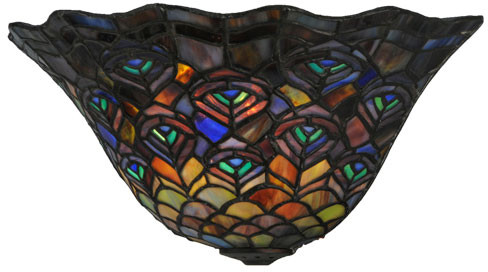 Meyda Lighting 144898 Peacock Feather Tiffany Light Sconce