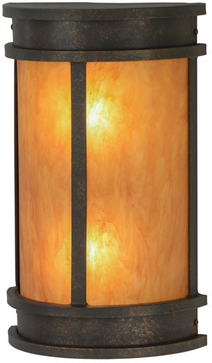 Meyda Custom 146894 Wyant Pocket Lantern Gilded Tobacco / New Mica Acrylic Fluorescent Wall Mounted Lamp