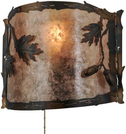 Meyda Custom 148889 Oak Leaf & Acorn Rustic Antique Copper Wall Sconce Light