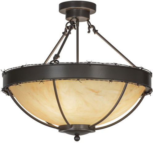 Meyda Custom 148915 Barbed Wire Timeless Bronze / Natural Horn Acrylic Flush Lighting