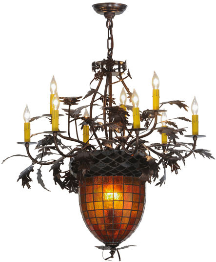 Meyda Custom 149726 Greenbriar Oak Copper Vein Ceiling Chandelier
